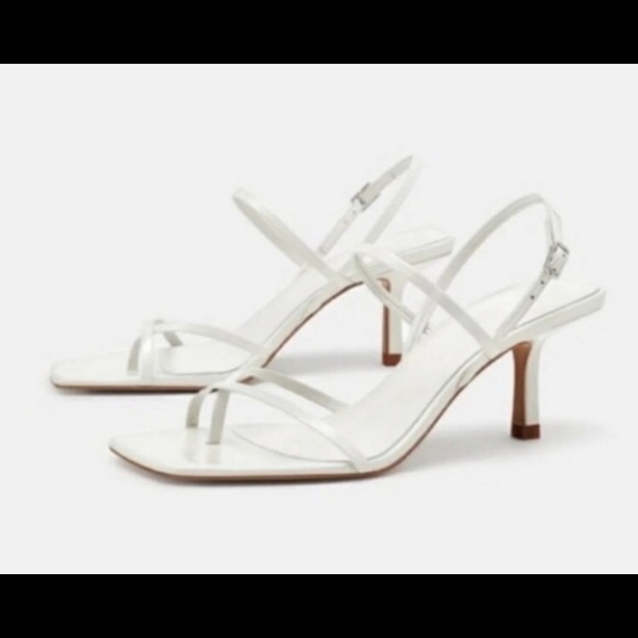 Zara square toe strappy white sandal size 35